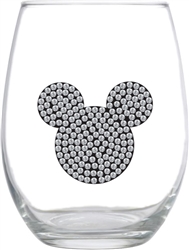 Stemless Single Glass Rhinestone Mickey, Boxed