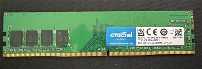 Crucial CT8G4DFRA266 8GB Single DDR4 2666 MHz PC4-21300 288 pin Desktop Memory. BULK. IN STOCK.
