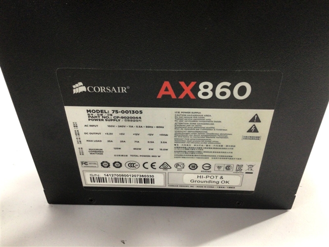 CORSAIR CP-9020044-NA AX860 860W ATX PSU Power Supply. REFURBISHED. IN STOCK.