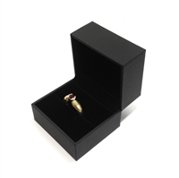 Black Stippled Leatherette Ring Slot Box with Velvet Inside