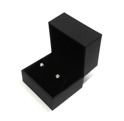 Black Stippled Leatherette Earring Box with Velvet Inside