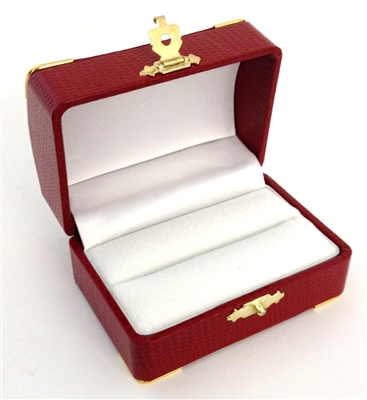 Double Ring Box Red with Gold Corners/Clasp