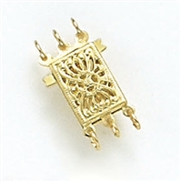 Gold Rectangular 3-Strand Filigree Pearl Clasp