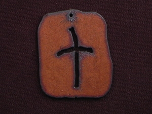 Rusted Iron Retro Tag With Cross Pendant