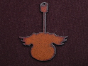 Rusted Iron Guitar With Wings Pendant