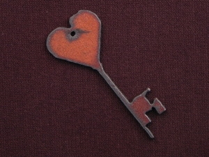 Rusted Iron Key With Heart End Pendant