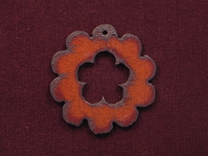 Rusted Iron Scallop With Flower Cut Out Pendant