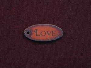 Rusted Iron Oval Love Pendant With One Hole