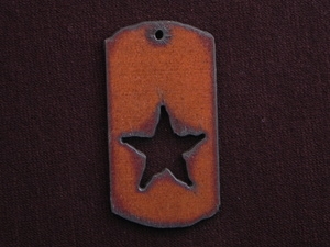 Rusted Iron Dog Tag With Star Cut Out Pendant