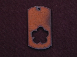 Rusted Iron Dog Tag With Flower Cut Out Pendant