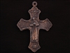 Large Vintage Replica St Francis & St Anthony Cross Medallion Antique Silver Colored Pendant