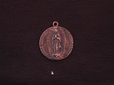 Vintage Our Lady Guadalupe Antique Copper Replica Medallion