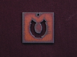 Rusted Iron SquareWith Horseshoe Cut Out Pendant