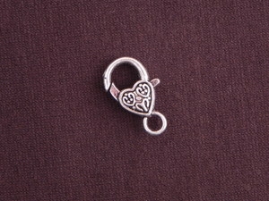 Lobster Clasp Silver Colored Scroll Heart