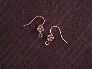 Ear Wires Antique Copper Colored Brass Flowers