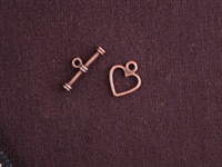 Toggle Clasp Antique Copper Colored Simple Heart