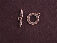 Toggle Clasp Antique Copper Colored Open Flower
