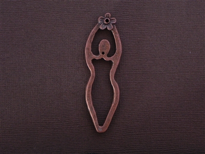 Open Goddess With Flower Antique Copper Colored Fresh Lipstick Pendant