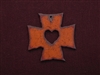 Rusted Iron Chopper Cross With Heart Cut Out Pendant