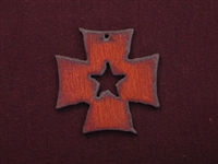 Rusted Iron Chopper Cross With Star Cut Out Pendant