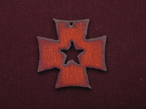 Rusted Iron Chopper Cross With Star Cut Out Pendant