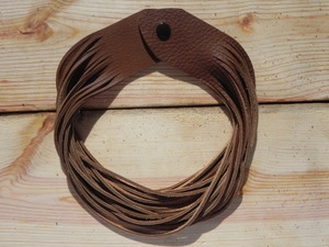 Leather Shredded Necklace Taco Brown