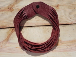 Leather Shredded Necklace Deep Rust