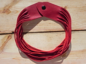 Leather Shredded Necklace Cranberry Red