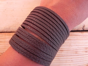 Leather Shredded Cuff Bracelet Cocoa Brown