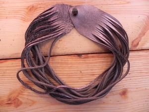 Leather Shredded Choker Antique Silver