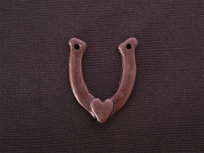 Lucky Horse Shoe With Heart Antique Copper Colored Fresh Lipstick Pendant