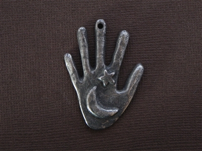 Hand With Moon & Star Antique Silver Colored Fresh Lipstick Pendant