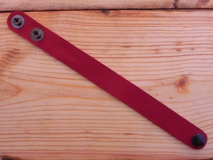 Leather Cuff Thin Cranberry Red
