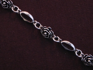 Handmade Chain Antique Silver Colored Roses & Ovals
