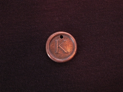 Initial K Antique Copper Colored Wax Seal