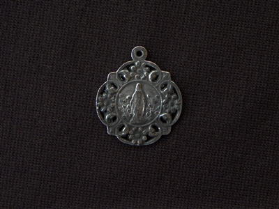 Vintage Replica Our Lady Immaculate Conception Medallion Antique Silver Colored