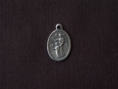 Vintage Replica Guardian Angel Medallion Antique Silver Colored