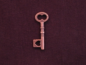 Charm Antique Copper Colored Large Key With Heart