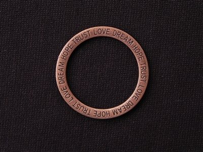 Large Inspiraton Word Ring Antique Copper Colored