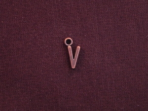Charm Antique Copper Colored Initial V