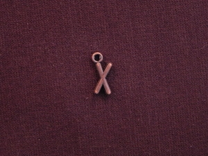 Charm Antique Copper Colored Initial X