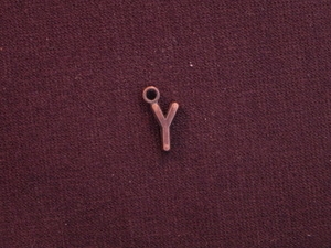 Charm Antique Copper Colored Initial Y