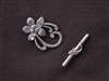 Toggle Clasp Silver Colored 5 Petal Flowers