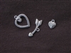 Toggle Clasp Three Piece Heart & Broken Arrow With Side Charm Silver Colored