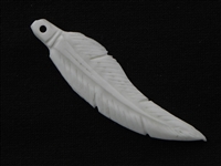 Hand Carved Large Bone Feather White