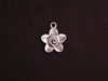 Charm Silver Colored Large Flower With Swirl Center