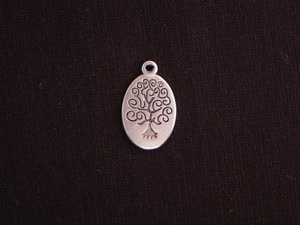 Charm Silver Colored Oval With Tree Of Life