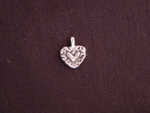 Charm Silver Colored Tiny Heart On Heart