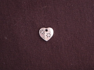 Charm Silver Colored Etched Heart