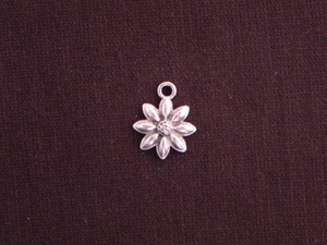 Charm Silver Colored Eight Petal Flower